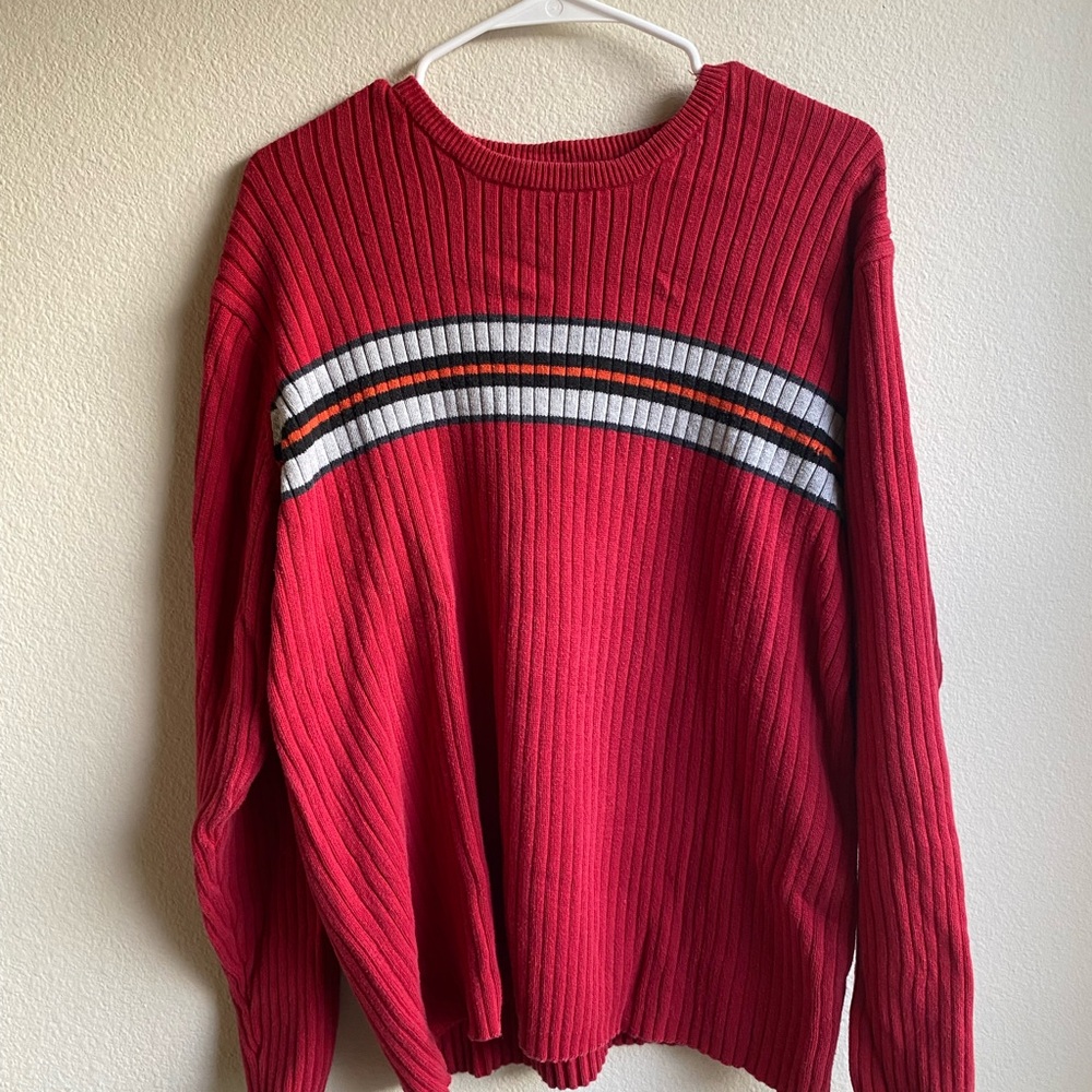 Nordstrom Red Crewneck Sweater with Stripes